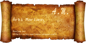 Árki Mariann névjegykártya
